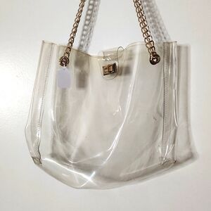 Unbranded Clear tote, pre loved item sold as is